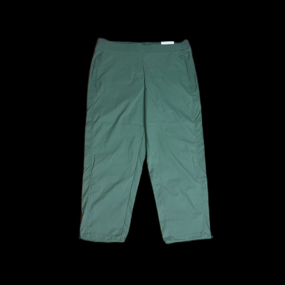Chico's Lightweight Green Ankle Crop Pants Elastic Waist Women's Size 12
